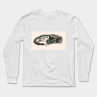 Cat Dreaming - peach background Long Sleeve T-Shirt